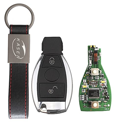 KASER Schlüssel Fernbedienung 2 Tasten mit Elektronische kompatibel für Mercedes Classe A C E CLA GLA GLK 433MHz mit zu Codierendem Transponder von Kaser