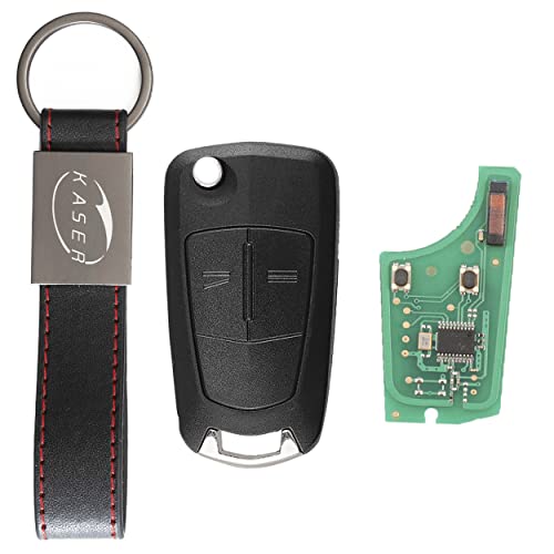 KASER Schlüssel Fernbedienung 2 Tasten mit Elektronische kompatibel für Opel Astra Corsa C Meriva Tigra Combo (433MHZ PCF7941 Chip) mit zu Codierendem Transponder von Kaser