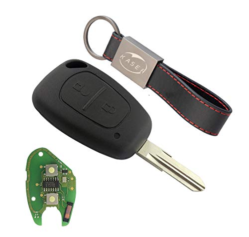 KASER Schlüssel Fernbedienung 2 Tasten mit Elektronische kompatibel für Renault Megane 2 Scenic Clio Kangoo Dacia Duster (433Mhz PCF7946 ID46 Chip) mit zu Codierendem Transponder von Kaser