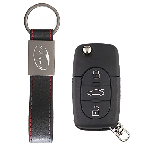 KASER Schlüssel Gehäuse Fernbedienung für Audi Autoschlüssel Funkschlüssel 3 Tasten A2 A3 A4 A6 A8 TT Q3 Q5 Q7 (2032 Battery) von Kaser
