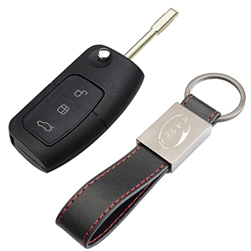 KASER Schlüssel Gehäuse Fernbedienung für Ford Autoschlüssel Funkschlüssel 3 Tasten Mondeo Fusion Focus Fiesta C-Max Kuga (Key Blank) von Kaser