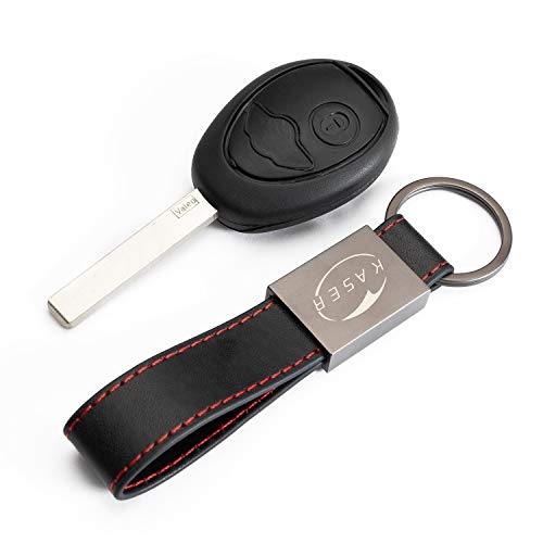 KASER Schlüssel Gehäuse Fernbedienung für Mini Cooper 1 Tasten Autoschlüssel Funkschlüssel One D Cabrio mit Leder Schlüsselanhänger von Kaser