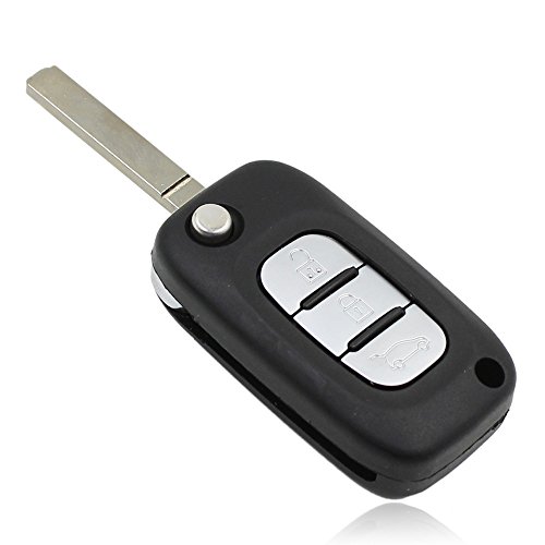 KASER Schlüssel Gehäuse Fernbedienung für Renault 3 Tasten Autoschlüssel Funkschlüssel Clio Twingo Megane Scenic Laguna Espace Kangoo Safrane Master Trafic Vivaro Modus mit Leder Schlüsselanhänger von Kaser
