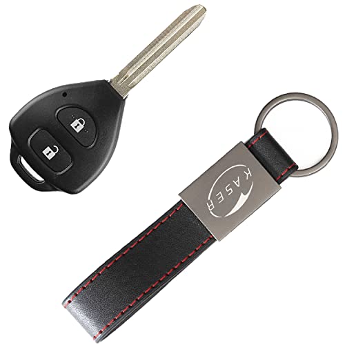 KASER Schlüssel Gehäuse Fernbedienung für Toyota 2 Tasten Autoschlüssel Funkschlüssel Yaris Corolla Avensis Venza Rav4 Prado mit Leder Schlüsselanhänger von Kaser