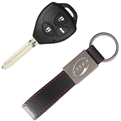 KASER Schlüssel Gehäuse Fernbedienung für Toyota 3 Tasten Autoschlüssel Funkschlüssel Yaris Corolla Avensis Venza Rav4 Prado mit Leder Schlüsselanhänger von Kaser