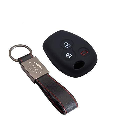KASER Schlüsselanhänger Autoschlüssel Silikon Hülle 3 Tasten kompatibel für per Renault Clio Kangoo Modus Twingo Laguna Master Megane (Schwarz) von Kaser