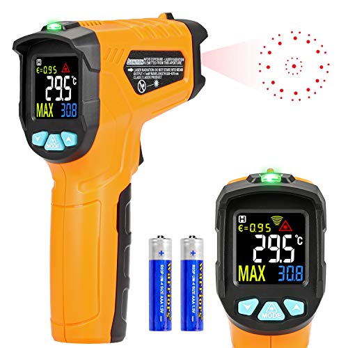 Infrarot Thermometer AD50 IR Laser Digital Thermometer -50°C bis 600°C kontaktfreies mit Farbe lcd 12-Punkte-Laserkreis Farbbildschirm Alarmfunktion bei Über/Unterschreitung der Temperatur von Kasimir