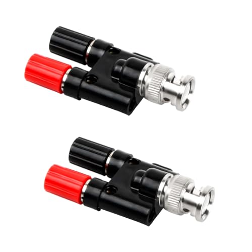 Kaslaider 2 Stück BNC Stecker auf Dual 4 mm Bananen Buchse Binding Post, RF Coaxial Splitter Doppelt Verbinder Jack, BNC auf Binding Post Splitter für Oszilloskop-Kabel, Hohe Genauigkeit von Kaslaider