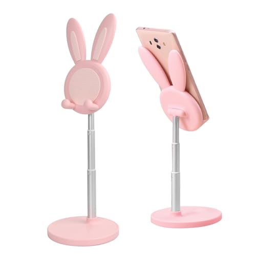 Niedlicher Hasen-Handyständer, Universeller Smartphone-Halter, Winkel höhenverstellbar Tisch Handy Halterung, Handy-Ständer für Schreibtisch kompatibel mit Allen Handys, Tablets (4-12.9 Inch) von Kaslaider