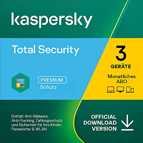 Kaspersky Total Security 2023 | 3 Geräte | Monatliches Abo | Windows/Mac/Android | Aktivierungscode per Email von Kaspersky Lab
