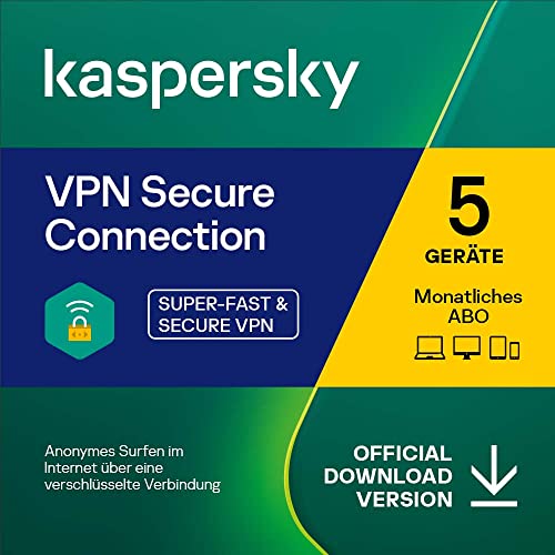 Kaspersky VPN Secure Connection | 5 Geräte | 1 Benutzerkonto | Monatliches Abo | PC/Mac/Android/iOS | Aktivierungscode per Email von Kaspersky Lab