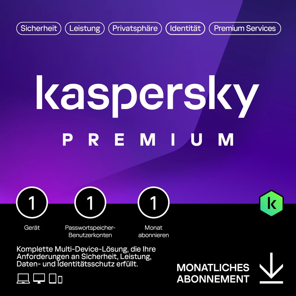 Kaspersky Premium – 1 Devices. 1 Month - Subscription (ABO) – ESD-DownloadESD von Kaspersky