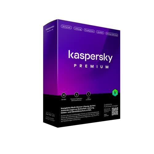 Kaspersky Premium 2023|10 Geräte|1 Jahr|Anti-Phishing und Firewall|Unbegrenzter VPN|Passwort-Manager|Kindersicherung|Experten Unterstützung|PC/Mac/Mobile|Aktivierungscode von Kaspersky