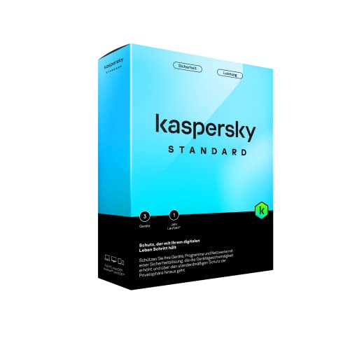 Kaspersky Standard 2023|3 Geräte|1 Jahr|Umfassender Schutz|Online-Banking Schutz|Leistungsoptimierung|PC/Mac/Mobile|Aktivierungscode in Standardverpackung von Kaspersky