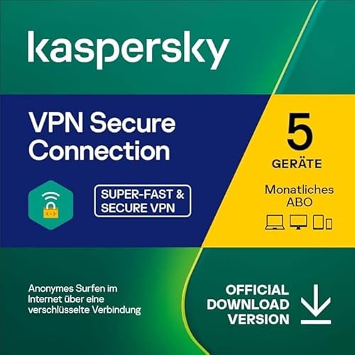 [Test] Kaspersky VPN Secure Connection | 5 Geräte | 1 Benutzerkonto | Monatliches Abo | PC/Mac/Android/iOS | Aktivierungscode per Email von Kaspersky