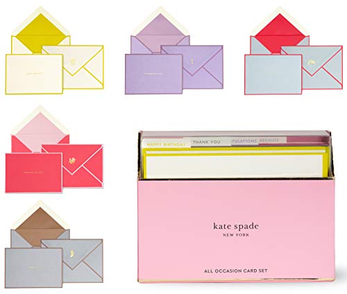 Kate Spade New York All Occasion Card Set of 15 with Blank Interior and Lined Envelopes, Colorblock von Kate Spade New York