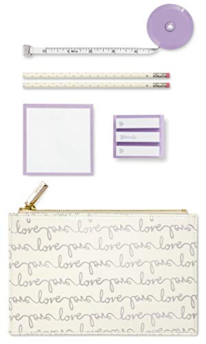 Kate Spade New York Bridal Pencil Pouch Toiletry Bag with Tape Measure, Sticky Notes, and Pencils (Love Script) von Kate Spade New York