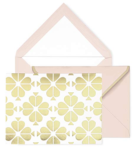 Kate Spade New York Grußkarten-Set mit 10 Blanko-Innenseite und gefütterten Umschlägen, Spaten Blume (Gold) von Kate Spade New York