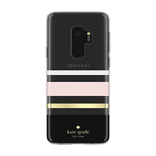Kate Spade New York Handyhülle | für Samsung Galaxy S9 Plus | Schutzhülle Transparent Kristall Handyhülle mit Slim Design und Fallschutz - Charlotte Stripe Schwarz/Creme/Gold von Kate Spade New York