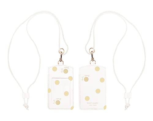 Kate Spade New York ID Badge Holder with Lanyard, Vegan Leather Name Tag Case with Clear Window and Card Slot for Work/School/Travel, Gold Dot with Script von Kate Spade New York
