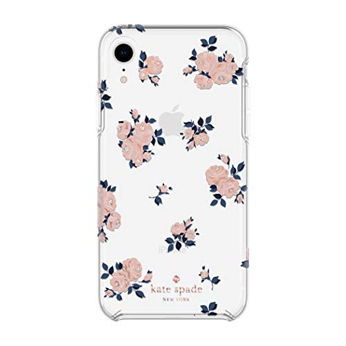 Kate Spade New York Phone Case | für Apple iPhone XR | Schutzhülle mit Slim Design | Fallschutz und Blumendruck - Happy Rose Pink/Navy/Crystal Gems/Rosegold/Gold/Klar von Kate Spade New York