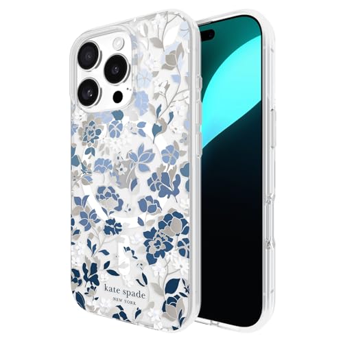 Kate Spade New York iPhone 16 Pro Hülle - Kompatibel mit MagSafe - Designer Handyhülle - Blumenbeet Blue Gems Kate Spade New York iPhone 16 Pro Hülle - Kompatibel mit MagSafe - Designer Handyhülle - Blumenbeet Blue Gems von Kate Spade New York