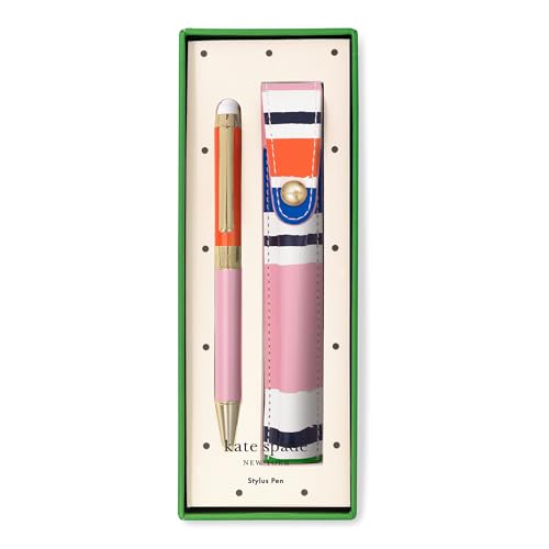kate spade new york Eingabestift für Touchscreens, Metall-Kugelschreiber mit schwarzer Tinte und Aufbewahrungstasche, Ocean Stripe von Kate Spade New York