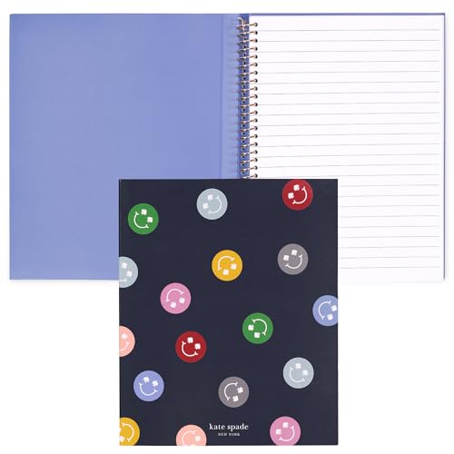 kate spade new york Kleines verdecktes Spiralnotizbuch, 21 x 17,1 cm, Tagebuch, Notizbuch mit 112 linierten Seiten (Spade Smiley) von Kate Spade New York