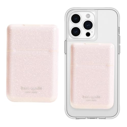 kate spade new york Magnetische Klapphülle für Handys, Kartenhalter, kompatibel mit MagSafe-Handys und Hüllen, glitzernd Pink von Kate Spade New York