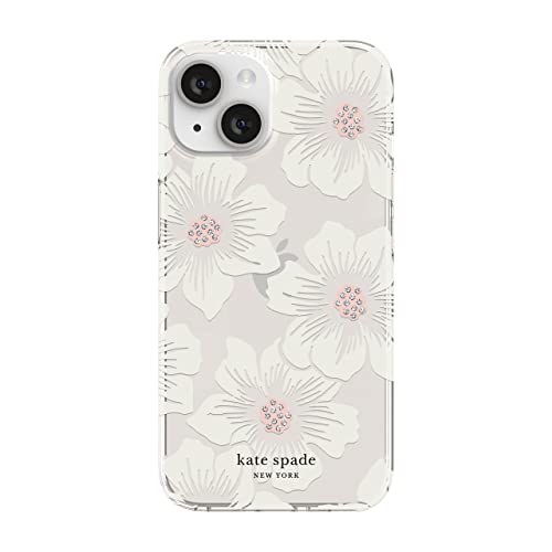 kate spade new york Schutzhülle Hartschale Kompatibel mit Apple iPhone 14 - Hollyhock Floral Clear [KSIPH-222-HHCCS] von Kate Spade New York