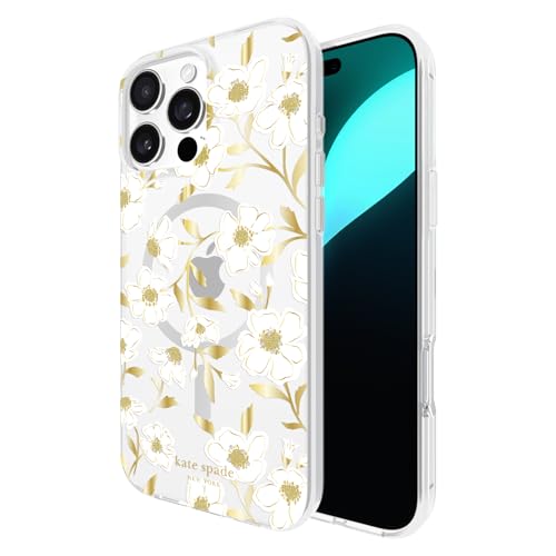 kate spade new york Schutzhülle für iPhone 16 Pro Max – kompatibel mit MagSafe – Designer-Handyhülle – Sonnenschein-Blumen-Edelsteine von Kate Spade New York