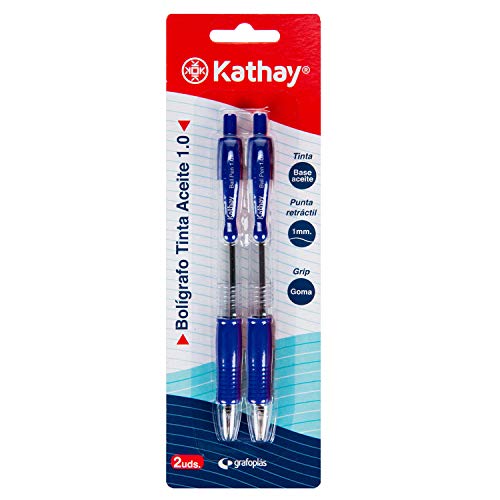 Kathay 86210330 Klickstifte, blaue Tinte, Ölbasis, Spitze 1 mm, perfekt für Ihr Schul- und Büromaterial von Kathay
