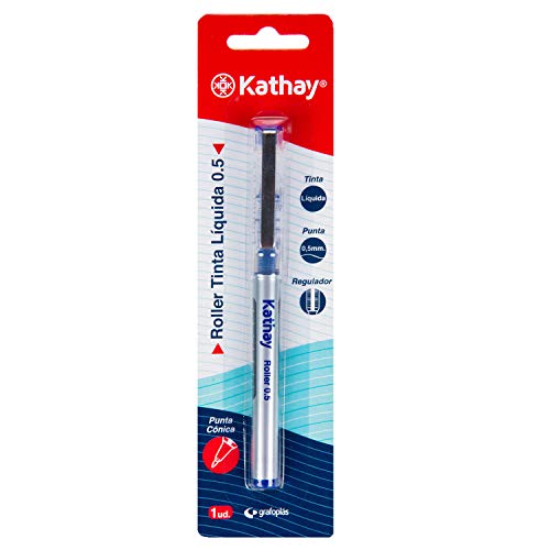 Kathay 86210630 Flüssigtintenroller, blau, konisch, 0,5 mm von Kathay