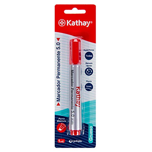 Kathay 86211751 Permanentmarker, rot, abgeschrägte Spitze 5 mm, schnell trocknend, für alle Oberflächen von Kathay