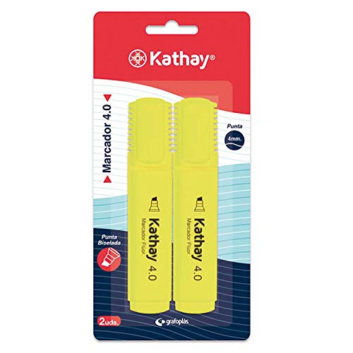 Kathay 86211960 Textmarker, Gelb, abgeschrägte Spitze, 4 mm, 2 Stück von Kathay