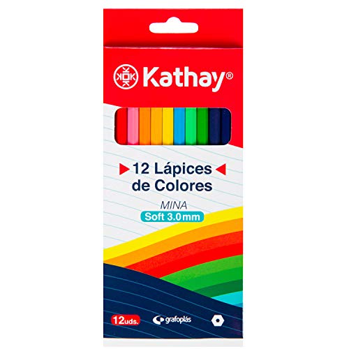 Kathay 86233599 Bleistifte aus Holz, weiche Mine 3,0 mm, ideal zum Ausmalen von Kathay