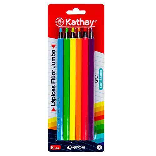 Kathay 86234499 Bleistifte, Neonfarben, Jumbo, weiche Spitze 5 mm von Kathay