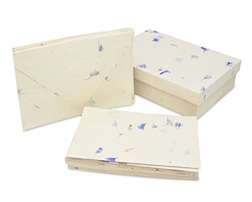 Kathmandu Valley Co. Nepali Cherish Grußkarten- und Umschlag, Box mit handgefertigtem Lokta-Papier aus Nepal, 15 Grußkarten (Kornblume) von Kathmandu Valley Co.