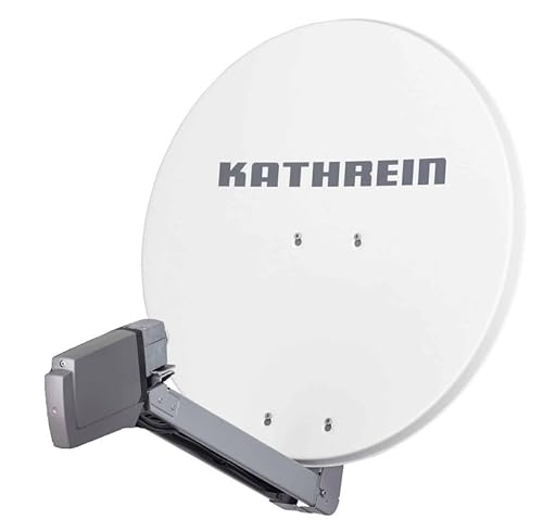 HD Sat Anlage von Kathrein für 2 Anschlüsse mit Kathrein CAS 80 (75cm) in weiß + Twin LNB - Für HDTV 1080p, 3D, Ultra HD 4K von Kathrein