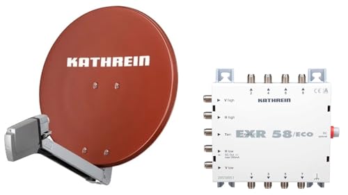 HD Sat Anlage von Kathrein für 8 Anschlüsse mit Kathrein CAS 80 (75cm) in rot + Quattro LNB & EXR 58/ECO - Für HDTV 1080p, 3D, Ultra HD 4K von Kathrein