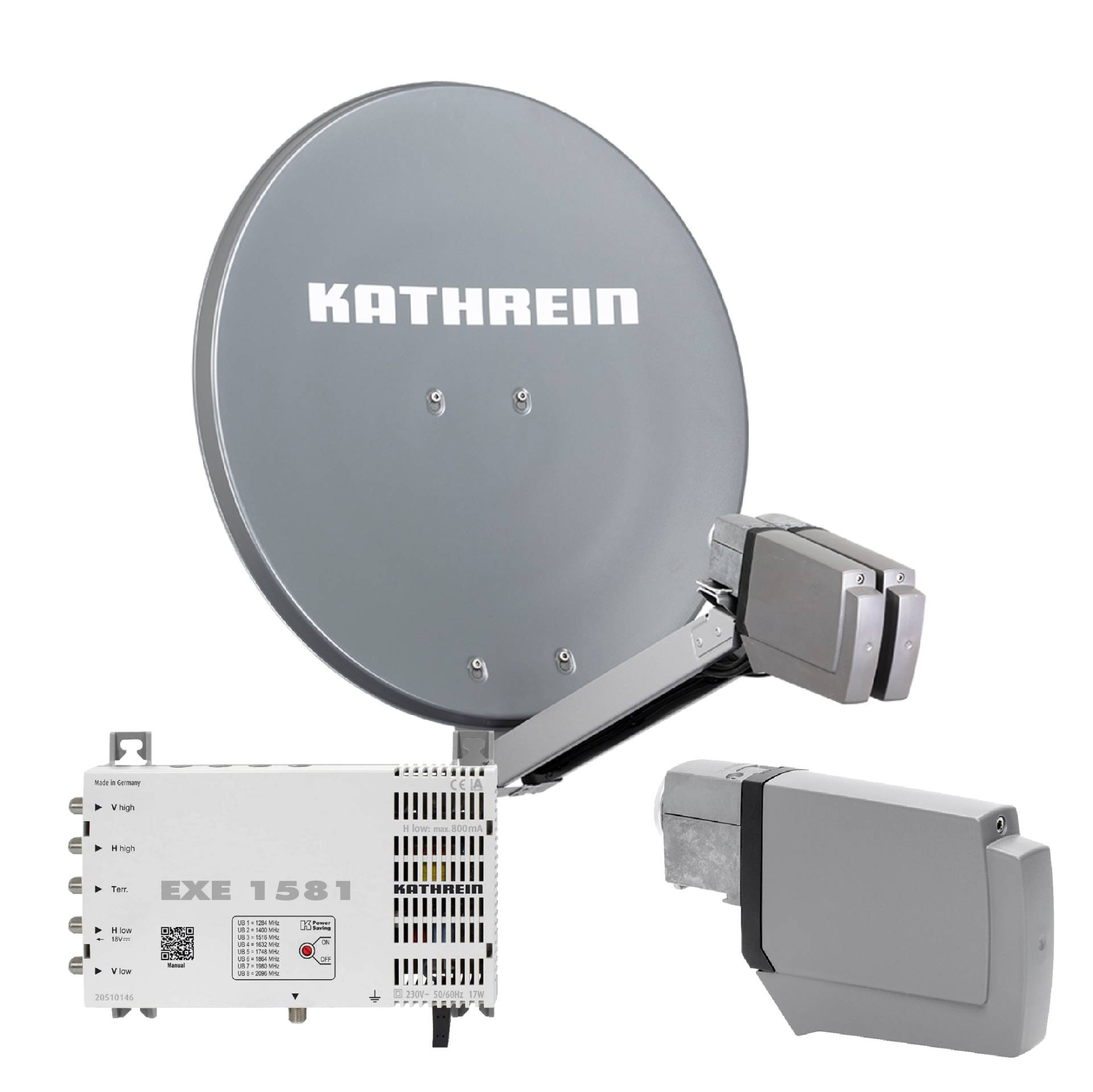 Kathrein CAS 80 Sat-Antenne Graphit (gr) multifeedfähig - 8 Teilnehmer über Unicable von Kathrein