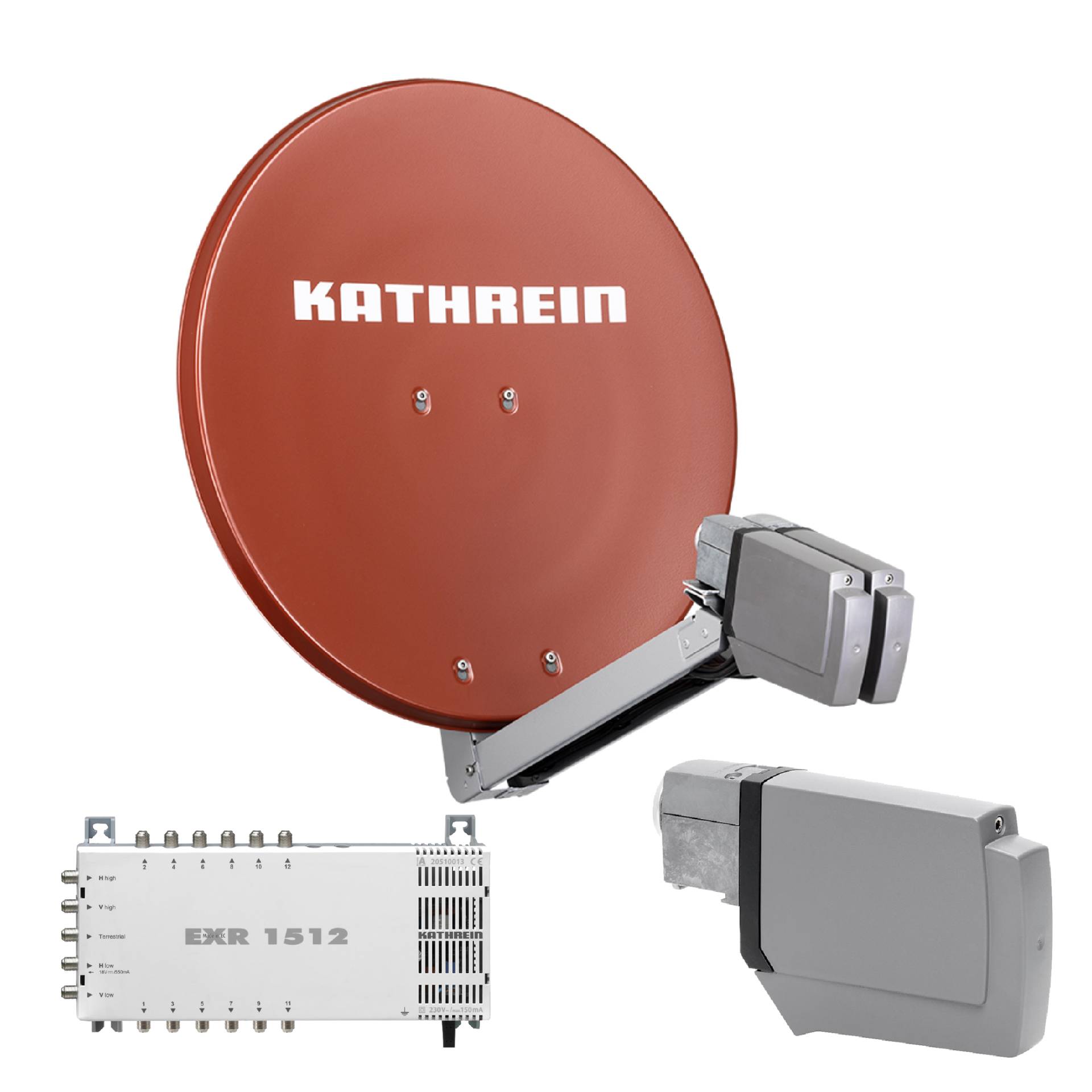 Kathrein CAS 80 Sat-Antenne Rotbraun (ro) multifeedfähig - 12 Teilnehmer von Kathrein