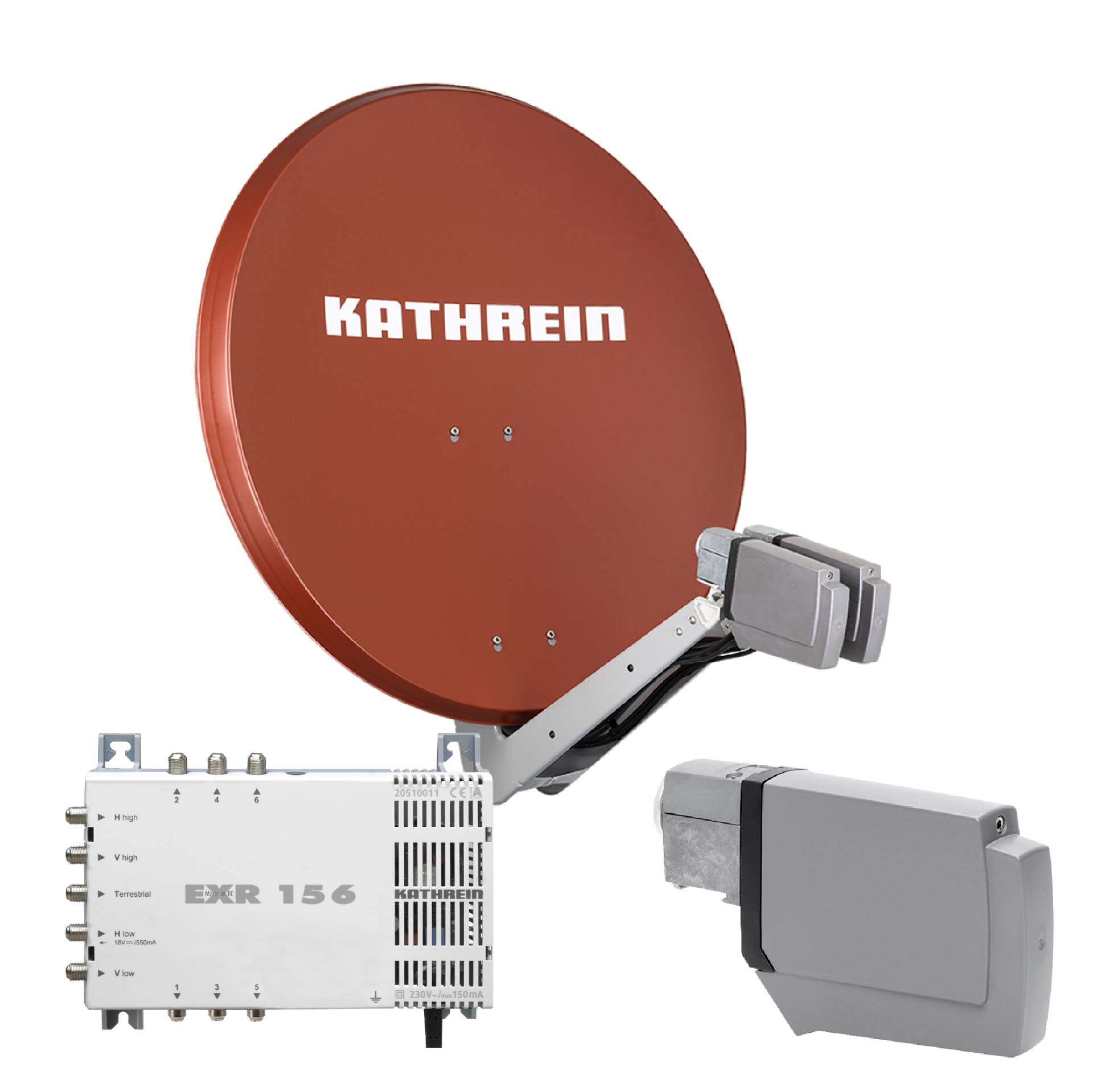 Kathrein CAS 80 Sat-Antenne Rotbraun (ro) multifeedfähig - 6 Teilnehmer von Kathrein