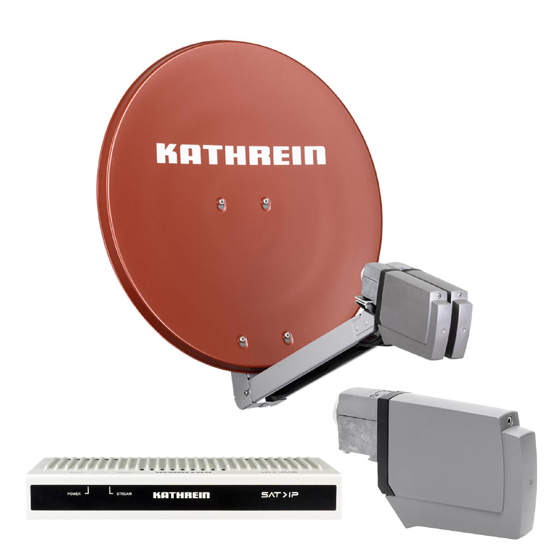 Kathrein CAS 80 Sat-Antenne Rotbraun (ro) multifeedfähig - 8 Teilnehmer über SAT-IP von Kathrein