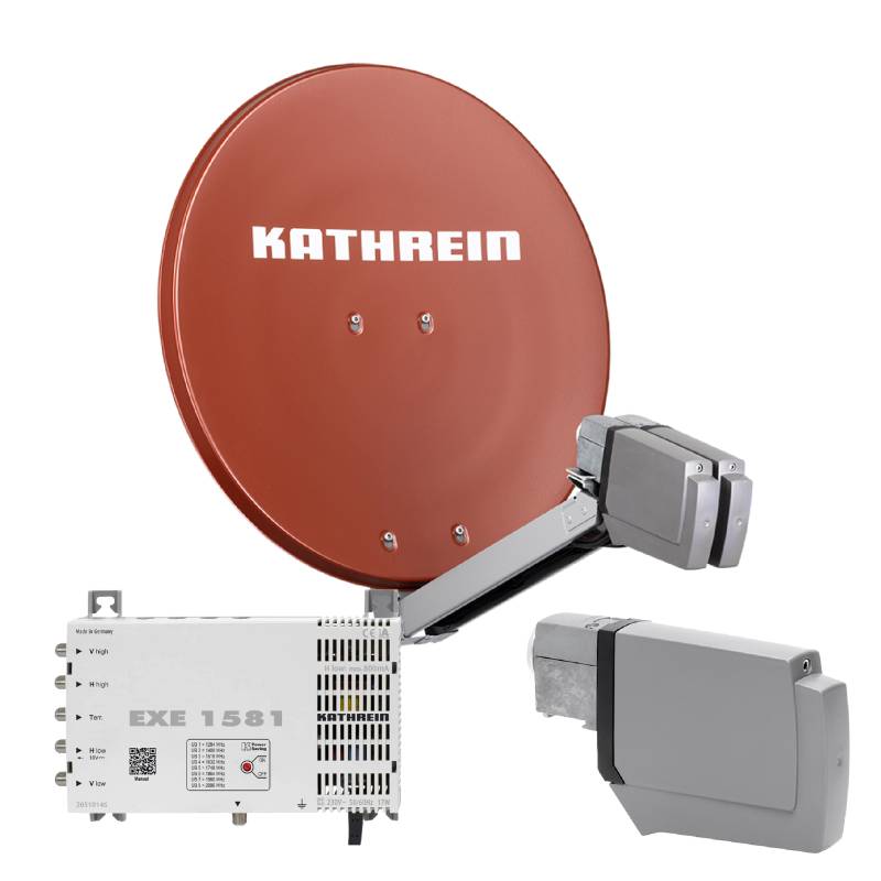 Kathrein CAS 80 Sat-Antenne Rotbraun (ro) multifeedfähig - 8 Teilnehmer über Unicable von Kathrein