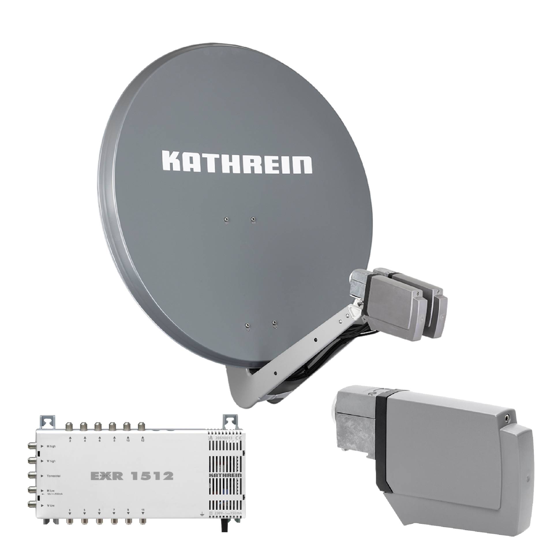 Kathrein CAS 90 gr Sat-Antenne multifeedfähig graphit (grau) - 12 Teilnehmer von Kathrein