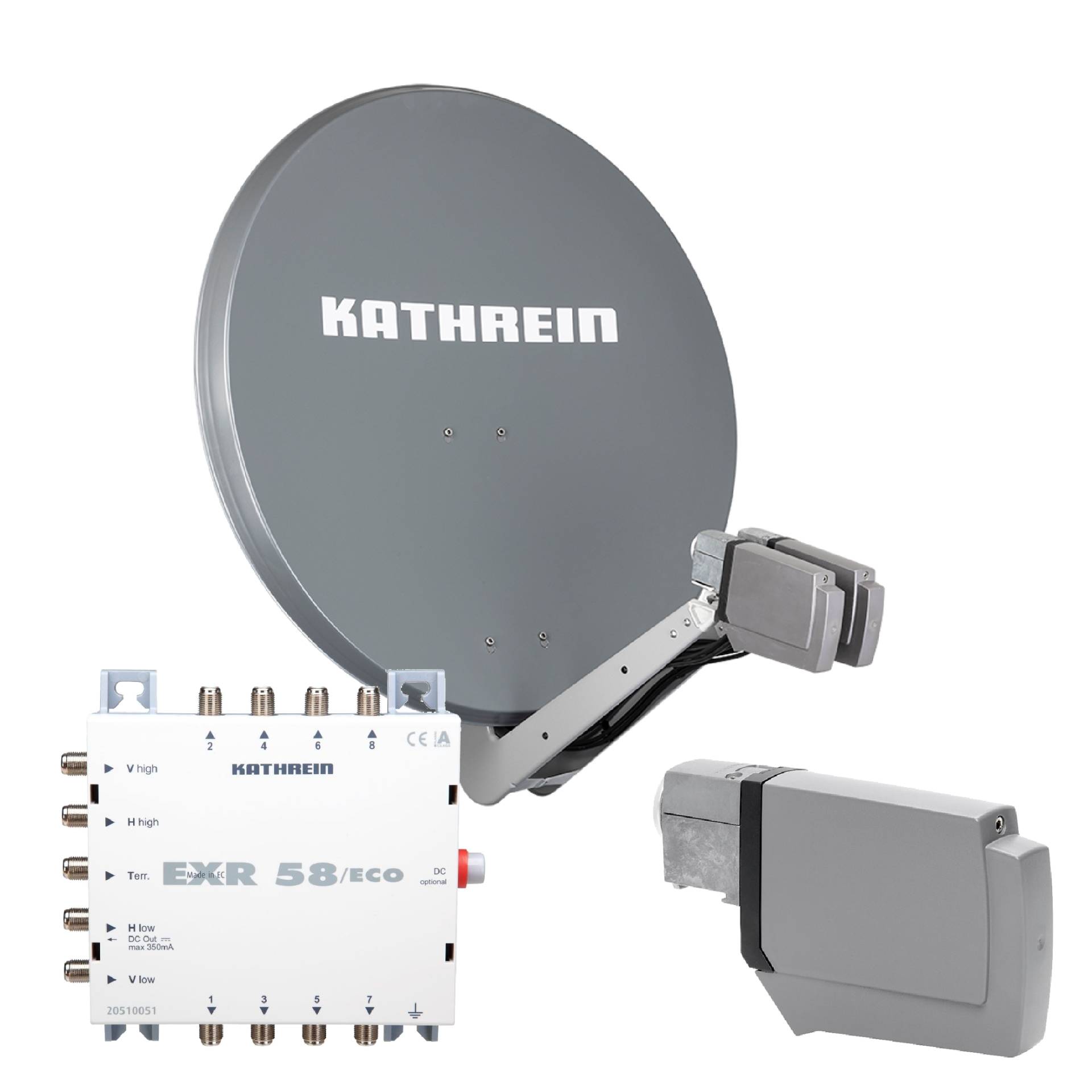 Kathrein CAS 90 gr Sat-Antenne multifeedfähig graphit (grau) - 8 Teilnehmer von Kathrein