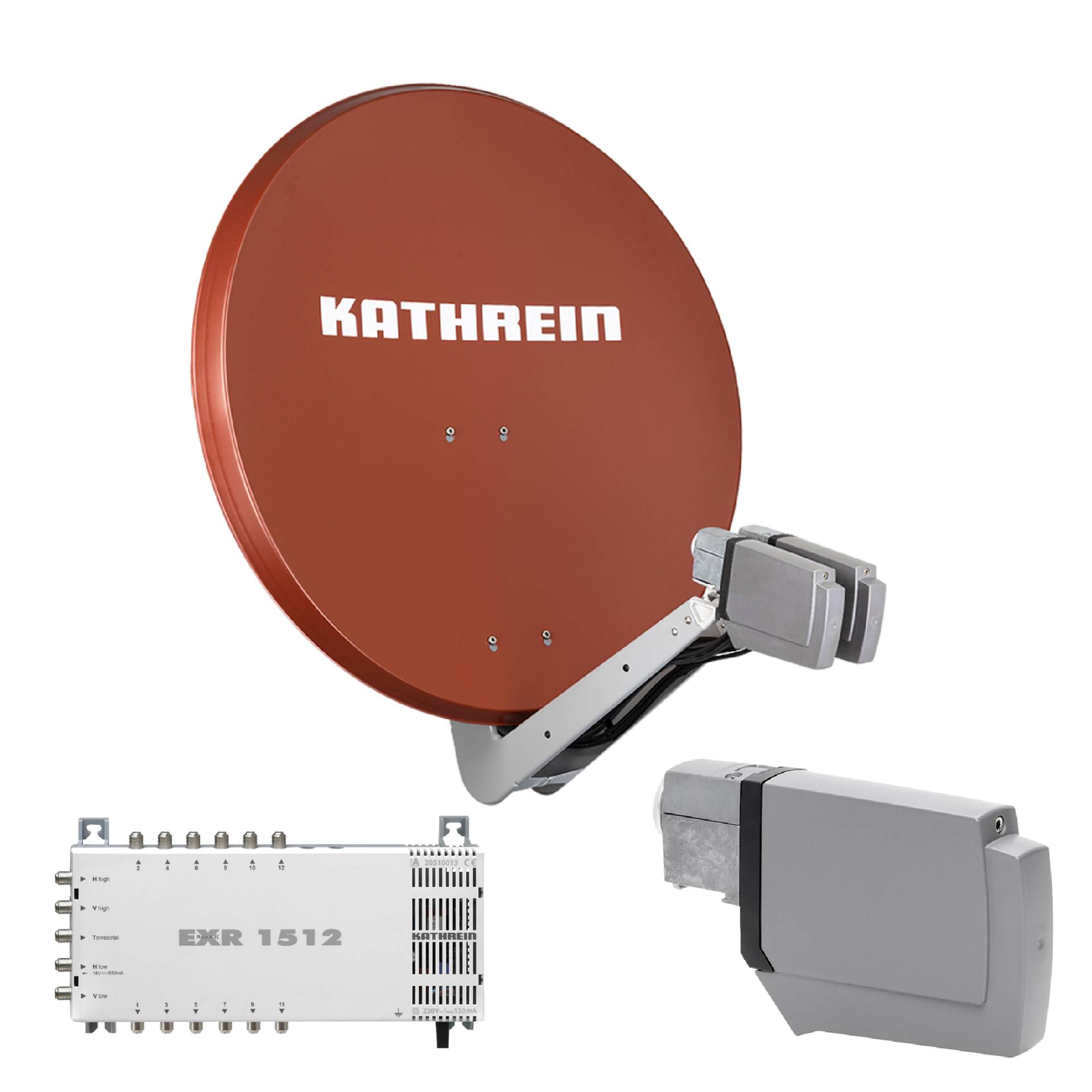 Kathrein CAS 90 ro Sat-Antenne multifeedfähig rotbraun - 12 Teilnehmer von Kathrein