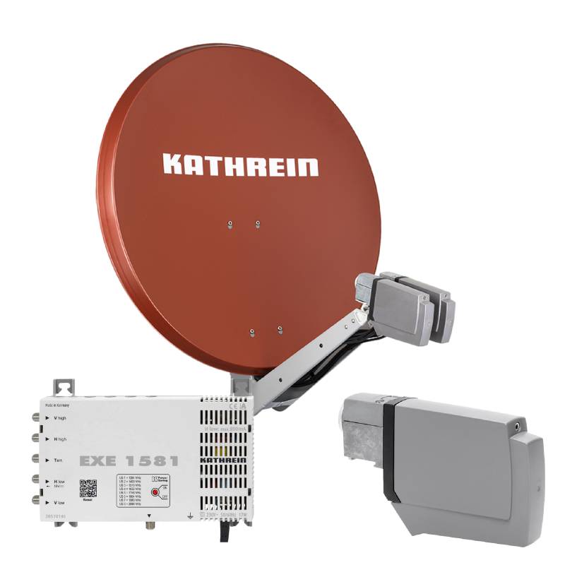 Kathrein CAS 90 ro Sat-Antenne multifeedfähig rotbraun - 8 Teilnehmer mit Unicable von Kathrein