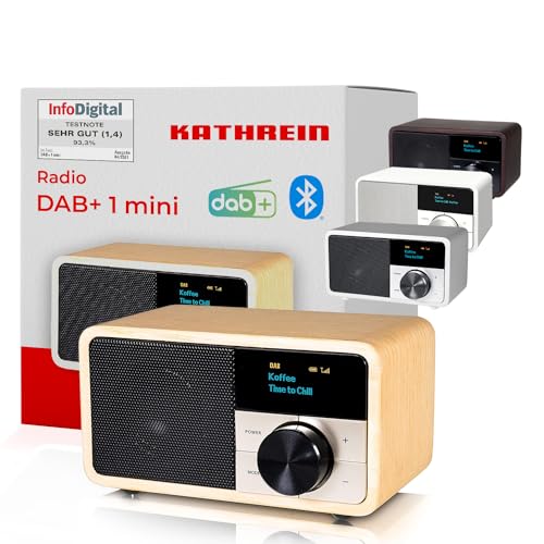 Kathrein DAB+ 1 Mini I DAB Plus Radio mit Akku I Digitalradio DAB+ & UKW mit Bluetooth, Aux 3,5mm I Küchenradio, Badradio I Tragbares Radio als Lautsprecher für Streaming I Retrodesign Holz hell Kathrein DAB+ 1 Mini I DAB Plus Radio mit Akku I Digitalradio DAB+ & UKW mit Bluetooth, Aux 3,5mm I Küchenradio, Badradio I Tragbares Radio als Lautsprecher für Streaming I Retrodesign Holz hell von Kathrein